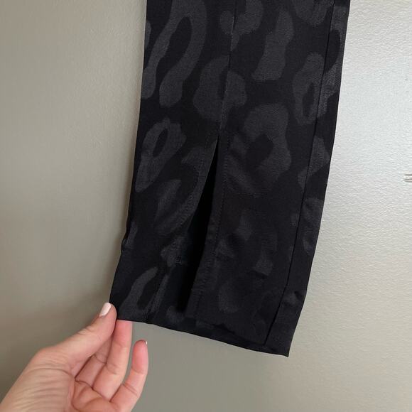 NWT Anine Bing Tate High Waist Trousers Size 6 Black Leopard Front Slit Pants - Picture 11 of 16